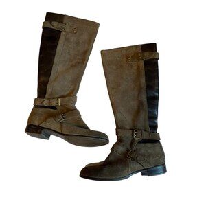 Ugg Women Brown Leather Suede Sherpa Lined Knee High Riding Cydnee Boots Sz 7.5